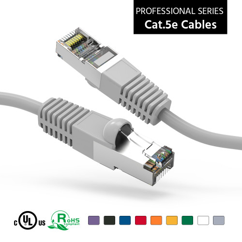 50 Foot CAT 5e Shielded ( STP) Ethernet Network Booted Cable -  Gray - Ships from Vendor