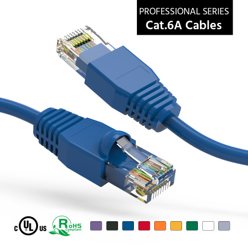 2 Foot Cat 6A UTP 10 Gigabit Ethernet Network Booted Cable - Blue