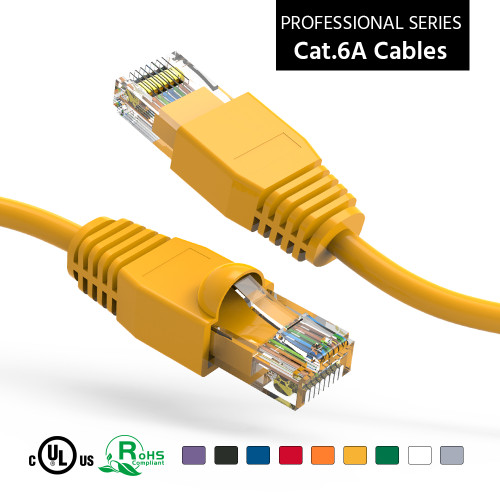 3 Foot Cat 6A UTP 10 Gigabit Ethernet Network Booted Cable - Yellow - Ships from California