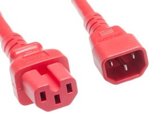 6 Foot Red IEC320 C14/C15 14AWG 15A 250V Power Cable