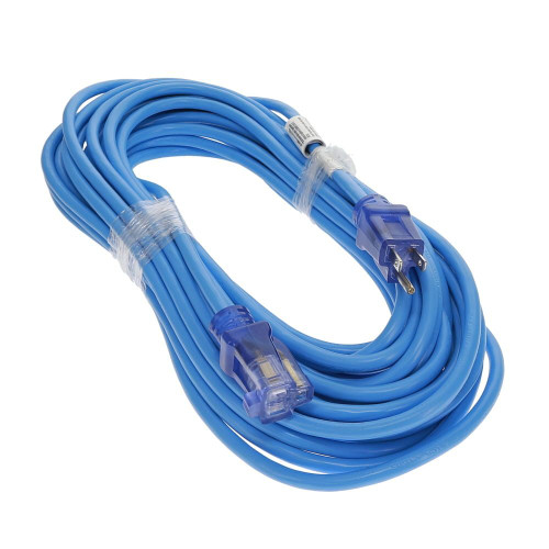 50Ft 14/3 SJTW Blue Power Extension Cord Lighted Clear Blue Plug