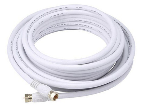 25 Foot Premium 18AWG RG6 CL2 (In-Wall) Quad Shield Gold Plated Coax Cable - White