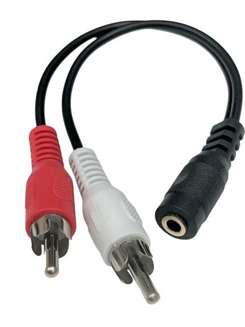 6 Inch Cable Adapter Cable, 3.5mm Stereo Jack to 2 RCA Plugs