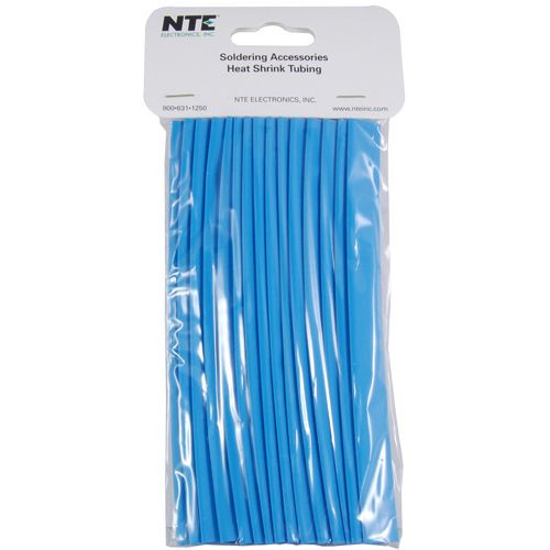 NTE Heat Shrink 5/16" Blue 2:1 6" Long, 15 Pieces  - Blue