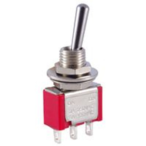 NTE 54-301E Toggle Switch miniature bat handle SPDT 5a 120vac On-None-(On) epoxy sealed solder terminals