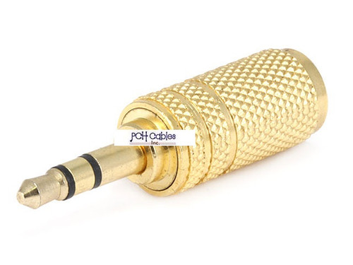Metal 3.5mm Stereo Plug to 3.5mm Stereo Jack Adaptor - Gold Plated
