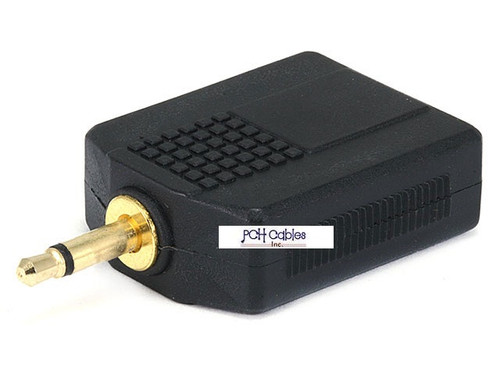 3.5mm Mono Plug to 2 x 6.35mm (1/4 Inch) Stereo Jack Splitter Adaptor - Gold Plated
