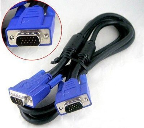 5 Foot Shielded Slim Male/Male VGA Cable with Ferrites