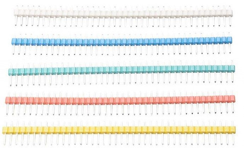 5 Pack of Colored 40 Pin Male Header Pins, 2.54mm pitch