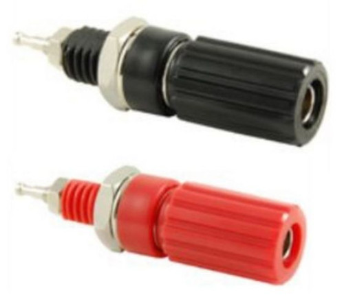 NTE 81-BP8 10amp Binding Posts with 4mm Banana Socket. Nickel Plated Brass with Nylon Insulation (Red + Black)