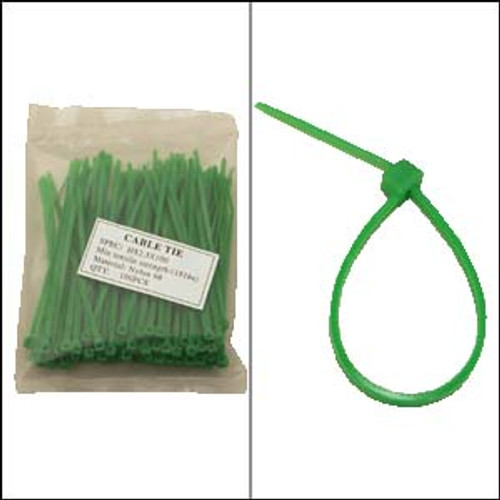 Bag of 100 4" Green Cable Ties