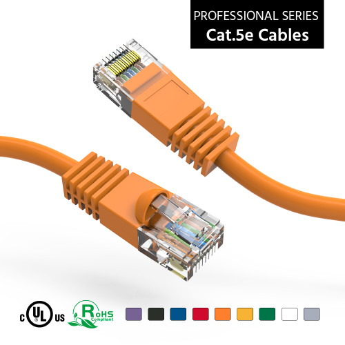 2.5 Foot (30 Inch) Molded-Booted Cat5e Network Patch Cable - Orange