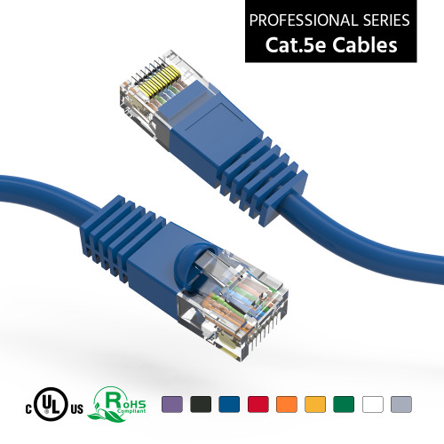 75 Foot Molded-Booted Cat5e Network Patch Cable - Blue