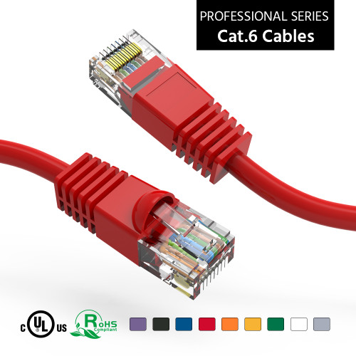 12 Foot 10Gbps Molded Cat 6 Ethernet Network Patch Cable - Red
