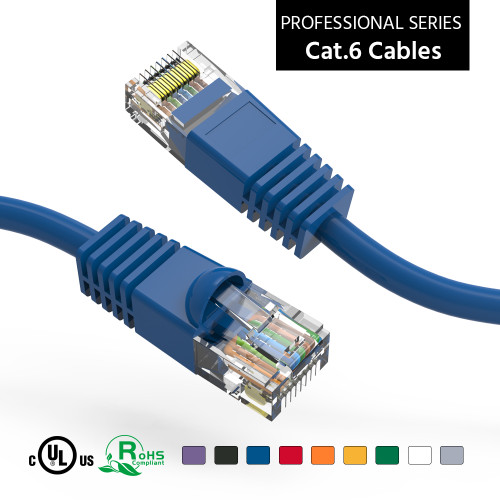 2.5 Foot (30 Inch) 10Gbps Molded Cat 6 Ethernet Network Patch Cable - Blue