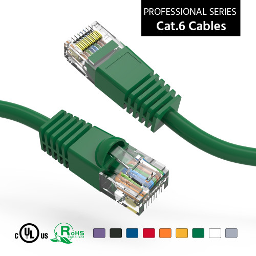 75 Foot 10Gbps Molded Cat 6 Ethernet Network Patch Cable - Green