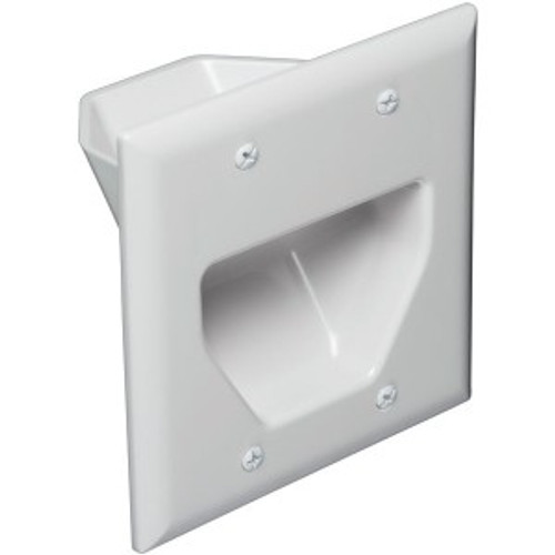 DataComm Double Gang Recessed Low Voltage Cable Wall Plate - White