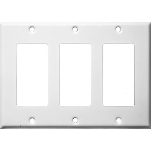 Triple Gang Decora Wall Plate Blank, White