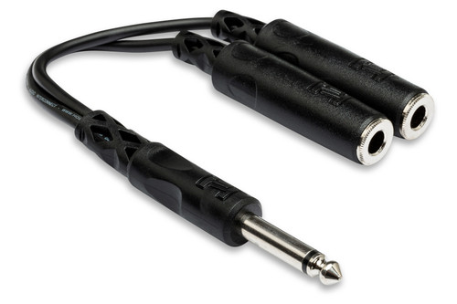 HOSA YPP-111 Y Cable, 1/4" Male Mono Plug to 2 1/4" Female Mono Jacks