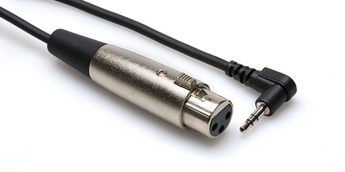 HOSA XVS-102F 2 Foot Microphone Cable, 3 Pin XLR Female to Right angle 3.5mm Stereo Plug (TRS)
