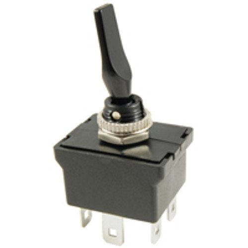 Switch Nylon Paddle Toggle Dpdt 20A 12vdc On-off-on Black .250 Inch Quick Connect Terminals