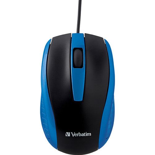 Verbatim USB Corded 2 Button Optical Mouse with Scroll Wheel and 50" Cable - Blue