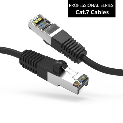 3 Foot Shielded 10Gb CAT 7 SSTP Patch Cable 600MHz Molded Black - Ships from California