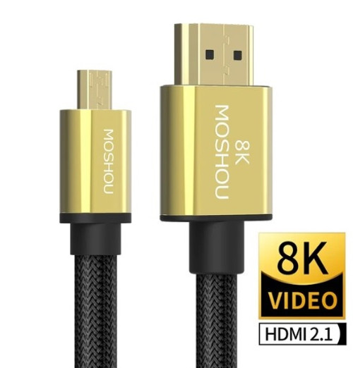 2 Meter 8K Micro HDMI to Standard HDMI Braided Cable