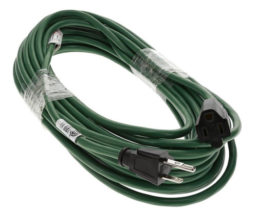 50 Foot 16AWG, 13A SJTW Green Outdoor Extension Cord, Black Plug