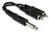 HOSA YPR-124 1/4" TS Mono Male to Dual RCA Male Adapter Cable