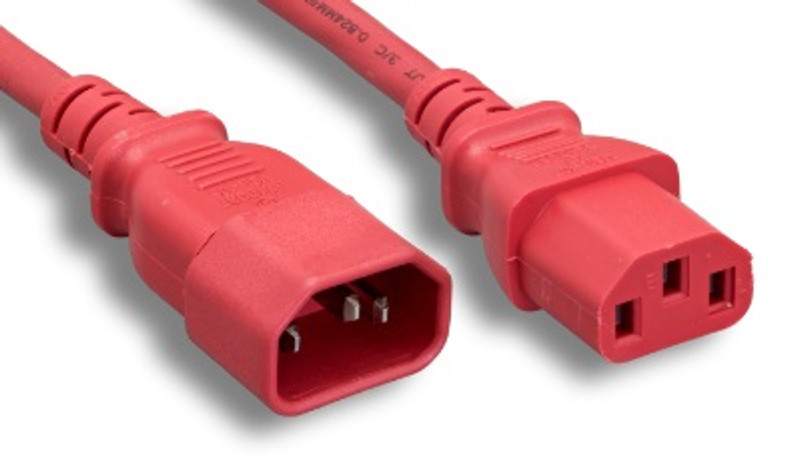 3 Foot 18 AWG Power Cable, IEC320 C13 to C14, 250V - Red