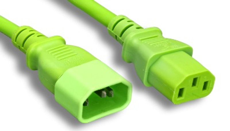 6 Foot 18 AWG Power Cable, IEC320 C13 to C14, 250V - Green