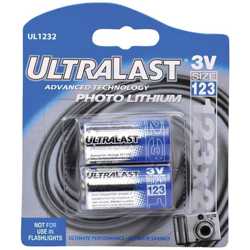 UL1232 CR123-A 3-Volt Photo Lithium Batteries, 2 pk (Local Pickup Only)