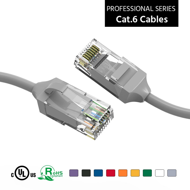 6 Inch CAT6 28AWG Slim Gigabit Ethernet Network Cable - Gray