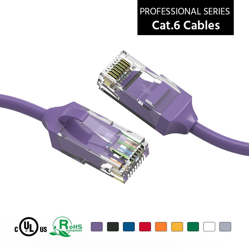 7 Foot CAT6 28AWG Slim Gigabit Ethernet Network Cable - Purple