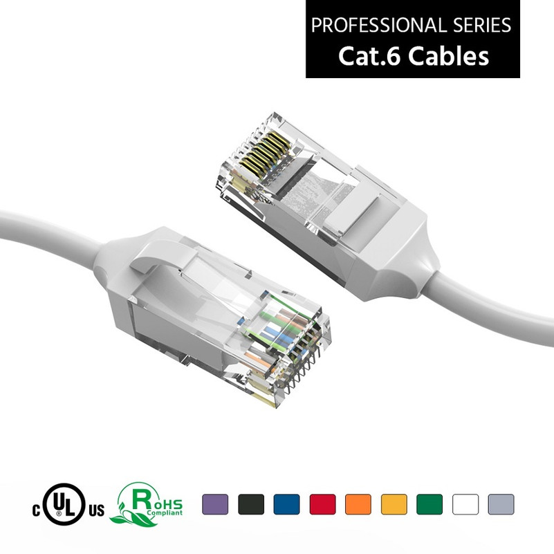 7 Foot CAT6 28AWG Slim Gigabit Ethernet Network Cable - White
