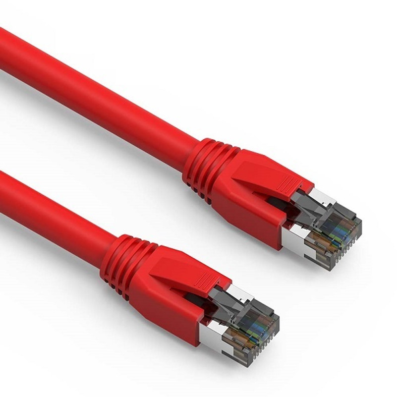 50 Foot Cat.8 S/FTP Ethernet Network Cable 2GHz 40G - Red - Ships from California