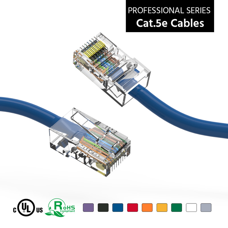 4 Foot Cat5E UTP Ethernet Network Non Booted Cable Blue - Ships from California