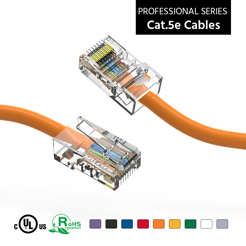 3 Foot Cat5E UTP Ethernet Network Non Booted Cable Orange - Ships from California