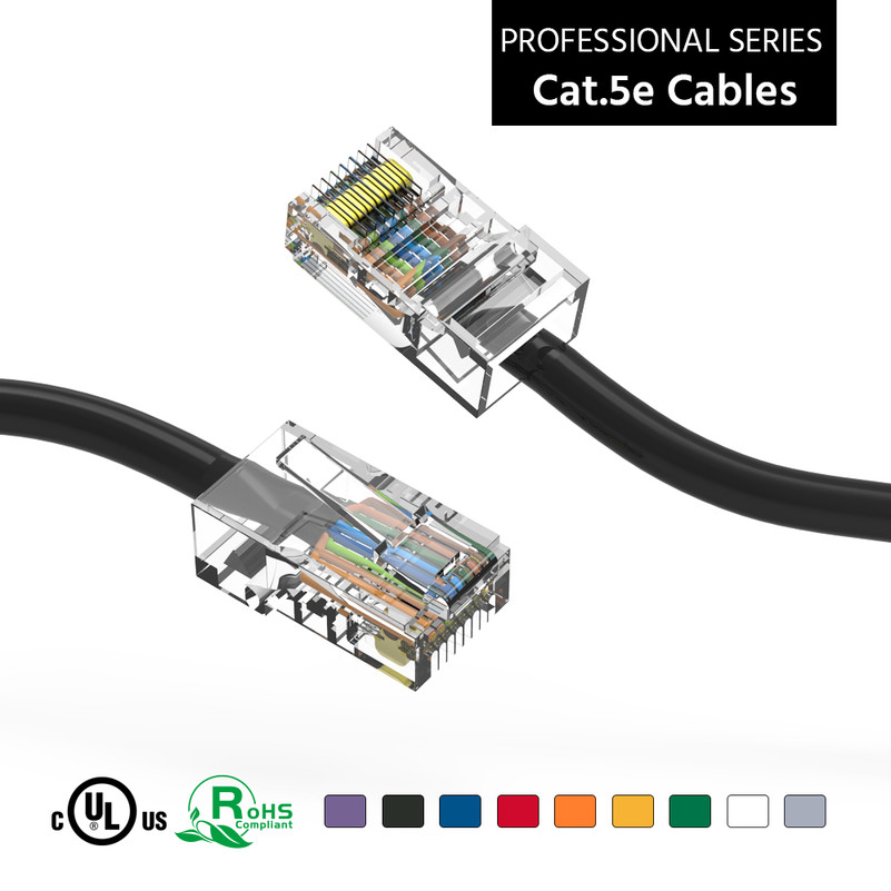 15 Foot Cat5E UTP Ethernet Network Non Booted Cable Black - Ships from California