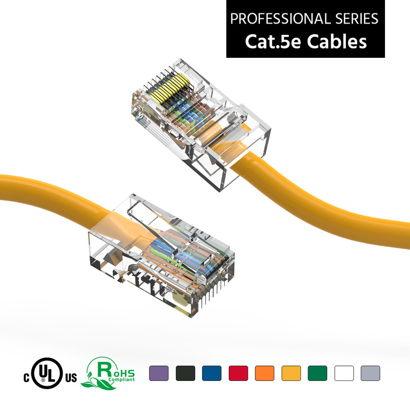 50 Foot Cat5E UTP Ethernet Network Non Booted Cable Yellow - Ships from California