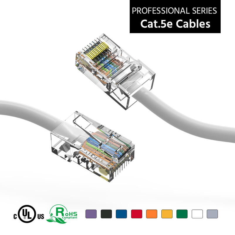 6 Foot Cat5E UTP Ethernet Network Non Booted Cable White - Ships from California