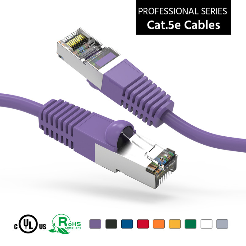 2 Foot CAT 5e Shielded ( STP) Ethernet Network Booted Cable -  Purple - Ships from Vendor
