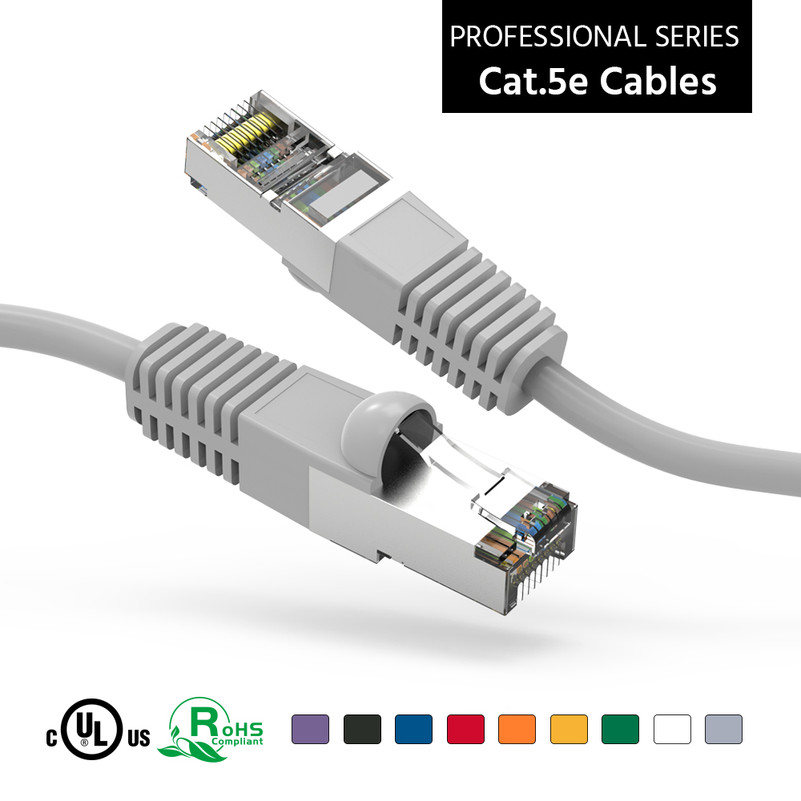 100 Foot CAT 5e Shielded ( STP) Ethernet Network Booted Cable -  Gray - Ships from Vendor