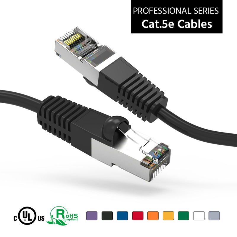 20 Foot CAT 5e Shielded ( STP) Ethernet Network Booted Cable -  Black - Ships from Vendor