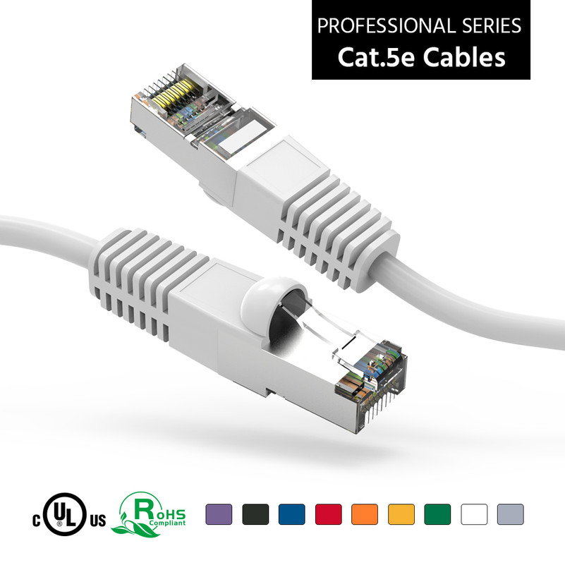 20 Foot CAT 5e Shielded ( STP) Ethernet Network Booted Cable -  White