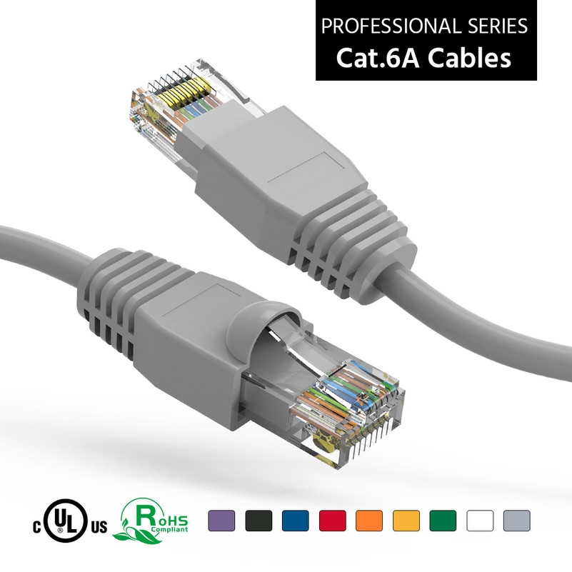 3 Foot Cat 6A UTP 10 Gigabit Ethernet Network Booted Cable - Gray - Ships from California