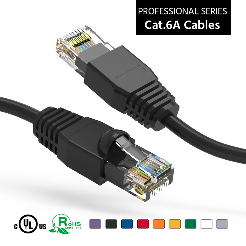 5 Foot Cat 6A UTP 10 Gigabit Ethernet Network Booted Cable - Black - Ships from California