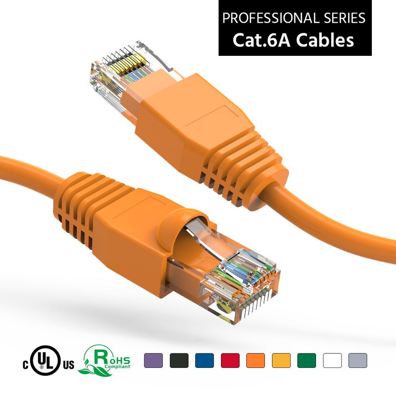 7 Foot Cat 6A UTP 10 Gigabit Ethernet Network Booted Cable - Orange - Ships from California