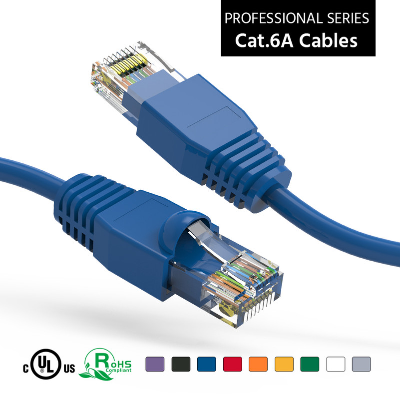 20 Foot Cat 6A UTP 10 Gigabit Ethernet Network Booted Cable - Blue